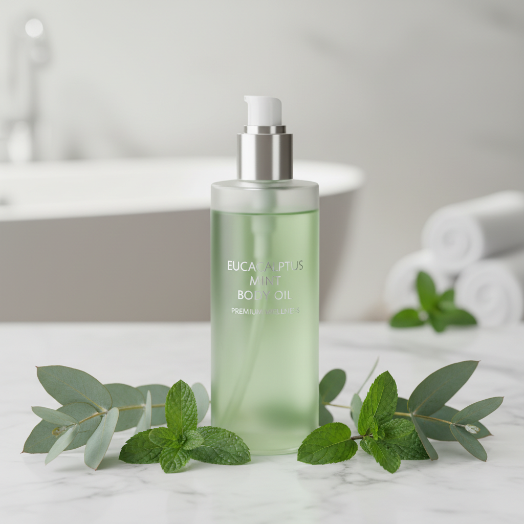 Eucalyptus Mint Revival Oil with fresh herbs