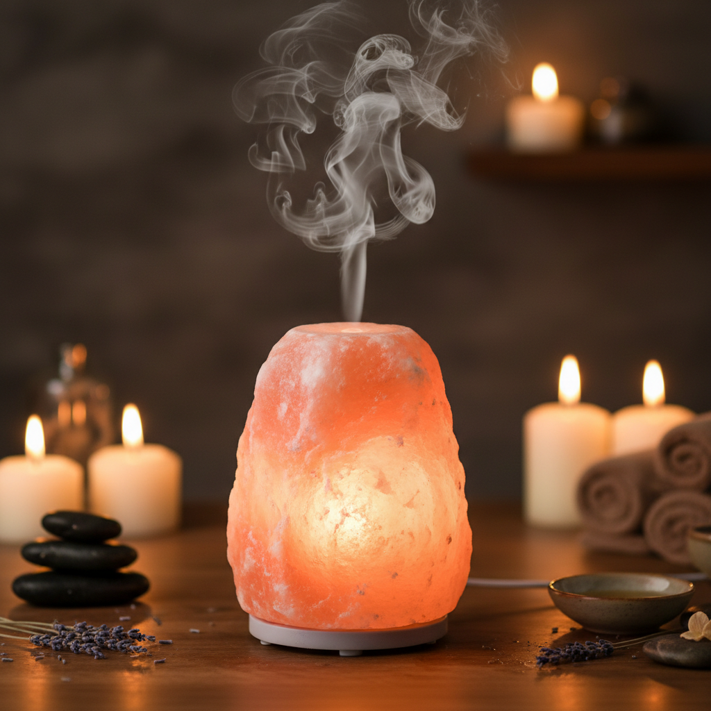 Himalayan Salt Lamp Diffuser glowing